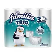 Туалетная бумага, Familia Trio, 3 слоя, 12 рулонов
