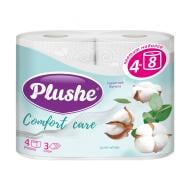 Туалетная бумага "Comfort Care", Plushe, 3 слоя, 4 рулона