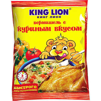 Лапша быстрого приготовления "Кинг Лион" со вкусом курицы, 50 г