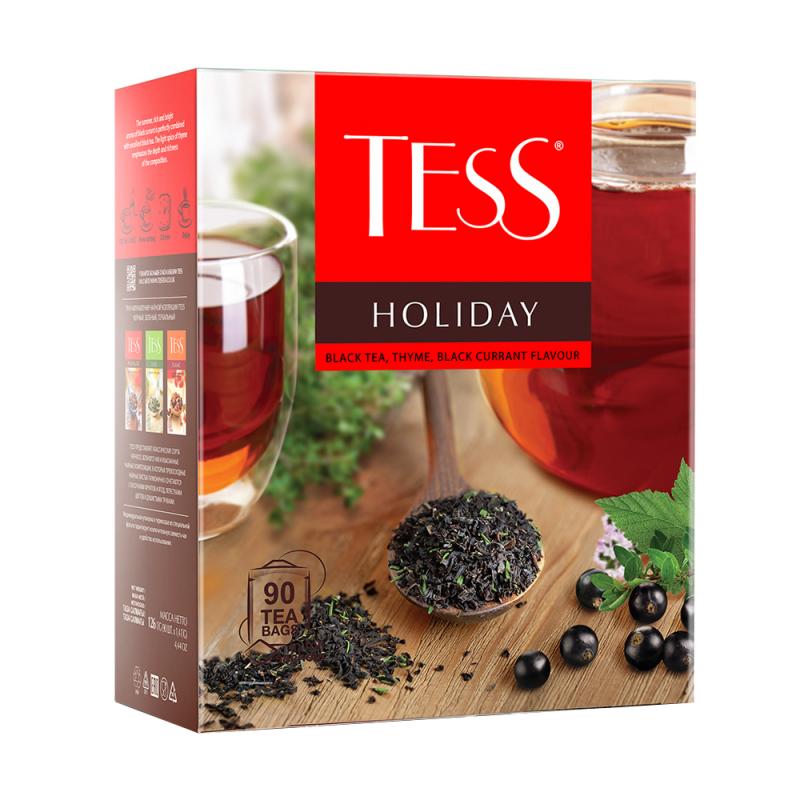 Чай чёрный "Holiday", TESS, с ароматом черной смородины и чабреца, 90 пакетиков, 126 г