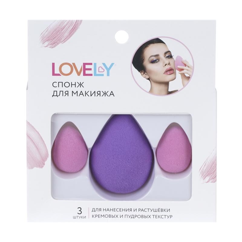 Спонж для макияжа, Lovely, 3 шт., в ассортименте