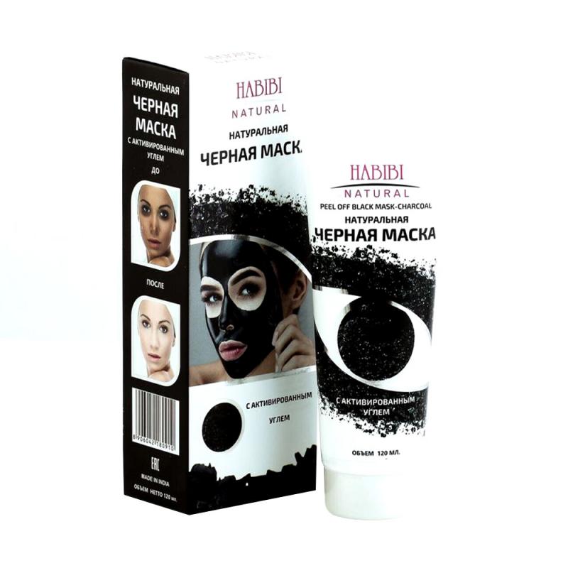 Чёрная маска-пленка для лица, Habibi Natural, с активированным углем, 120 мл