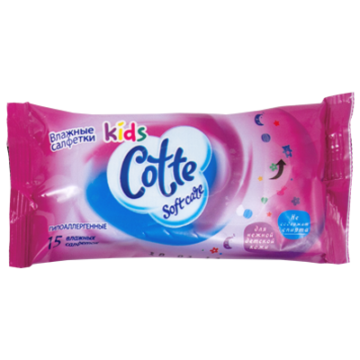 Влажные салфетки "Cotte Kids", 15 шт