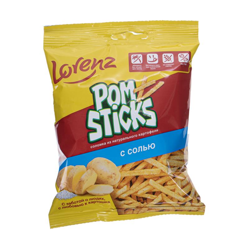 Чипсы картофельные соломкой "Pomsticks", Lorenz, с солью, 38 г