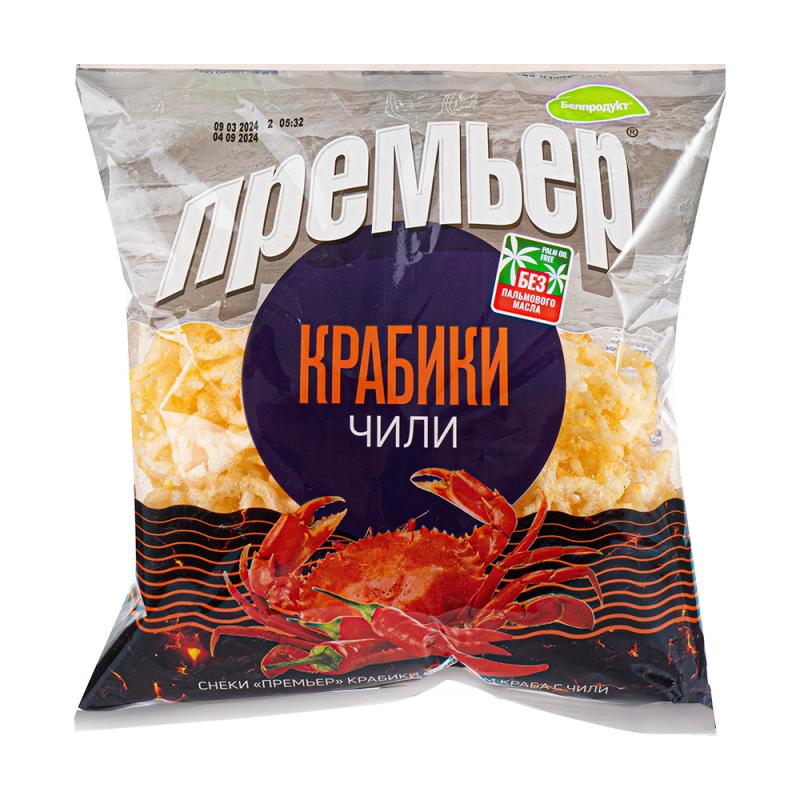 Снеки "Крабики", Премьер, со вкусом краба и чили, 60 г