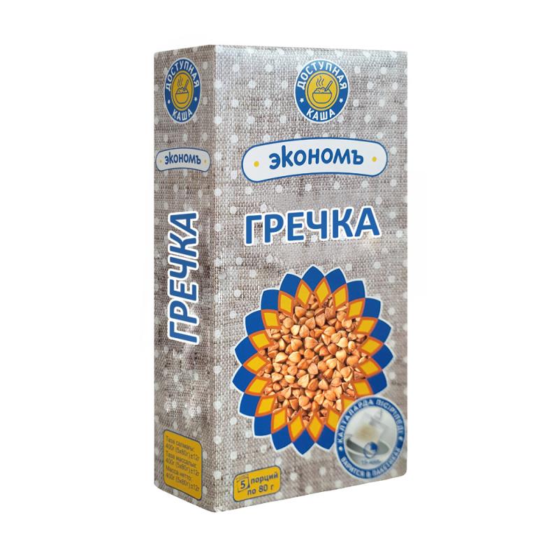 Крупа гречневая "Экономъ", Доступная каша, в пакетиках для варки, 5х80 г