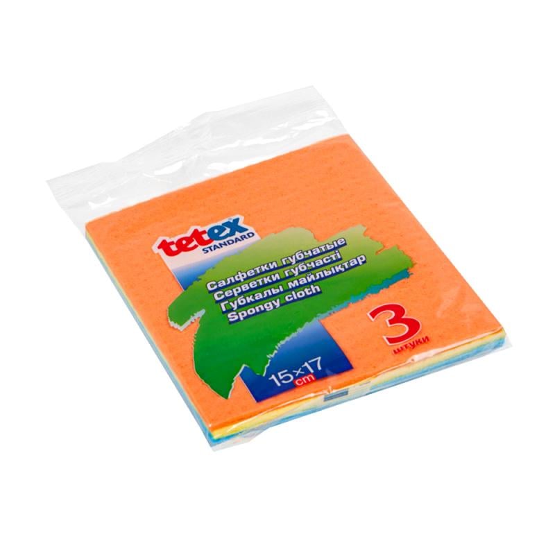 Салфетки губчатые, Tetex, 17х15 см, 3 шт., в ассортименте