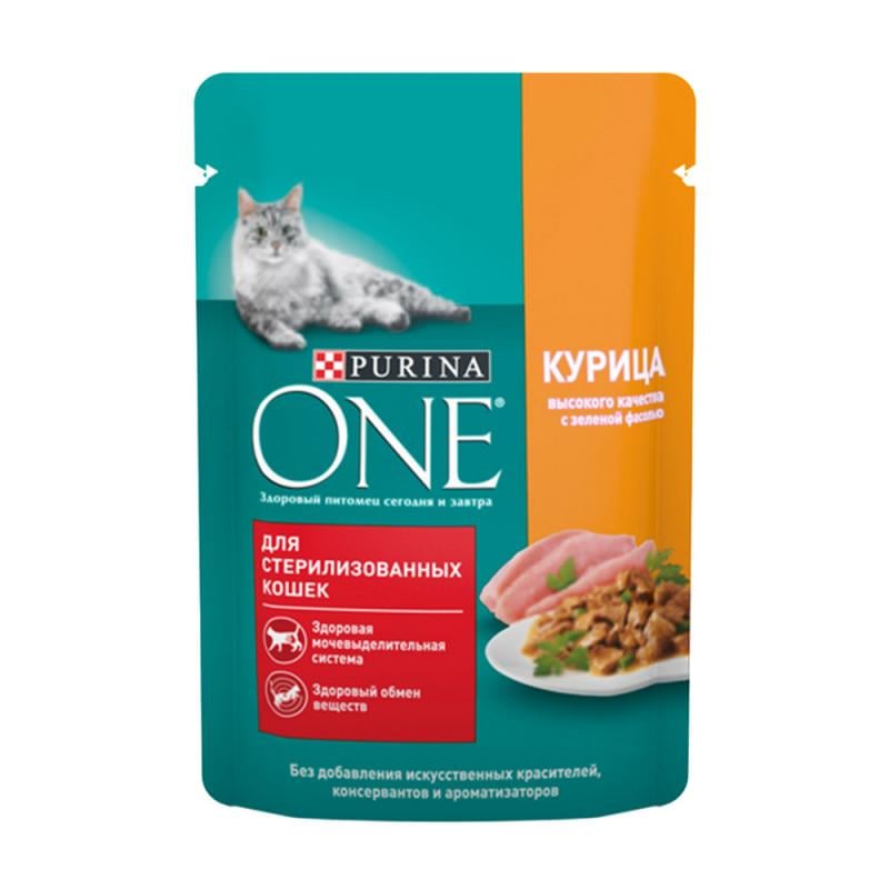 Корм для кошек "Purina One", курица/зеленая фасоль, 75 г