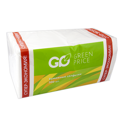 Салфетки однослойные "Green Price", 24х24 см, 300 шт