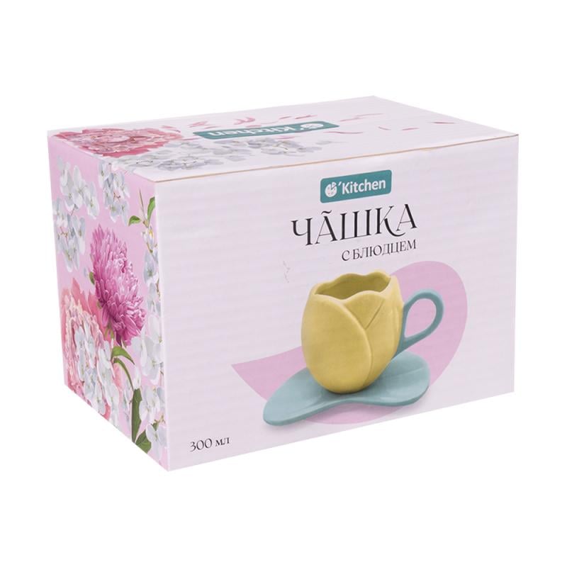 Чашка с блюдцем, O'Kitchen, 300 мл, в ассортименте