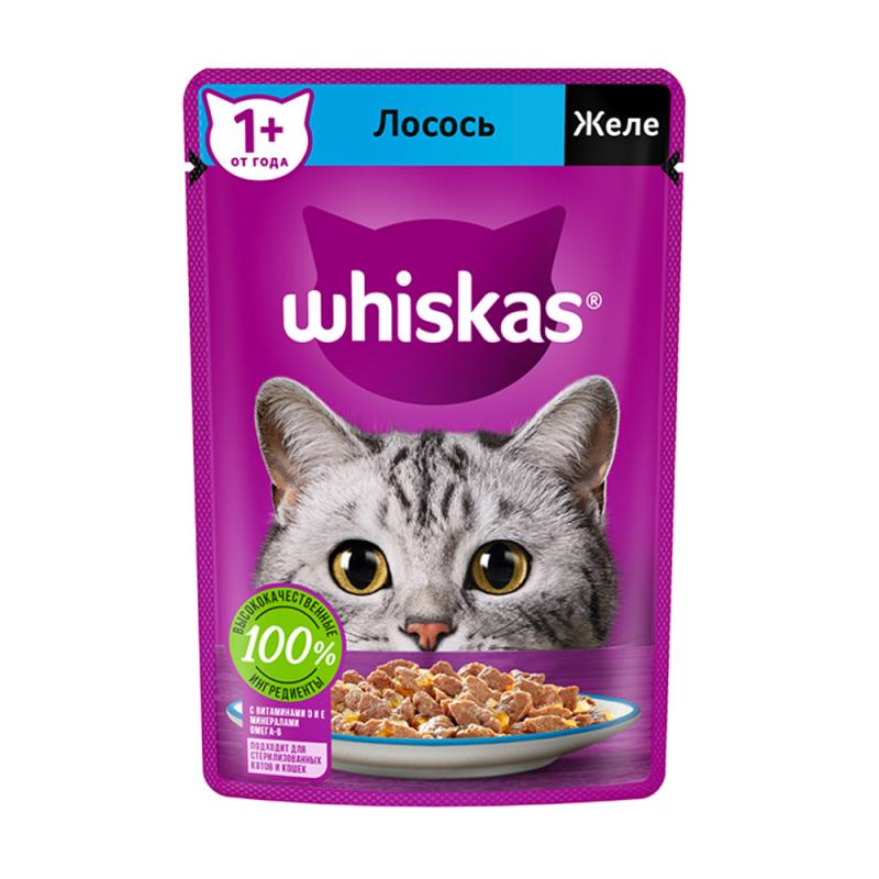 Корм для кошек "Желе", Whiskas, 75 г, с лососем