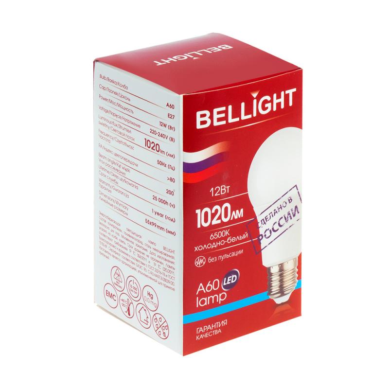 Лампа светодиодная LED, Bellight, А60, Е27, 12Вт, в ассортименте