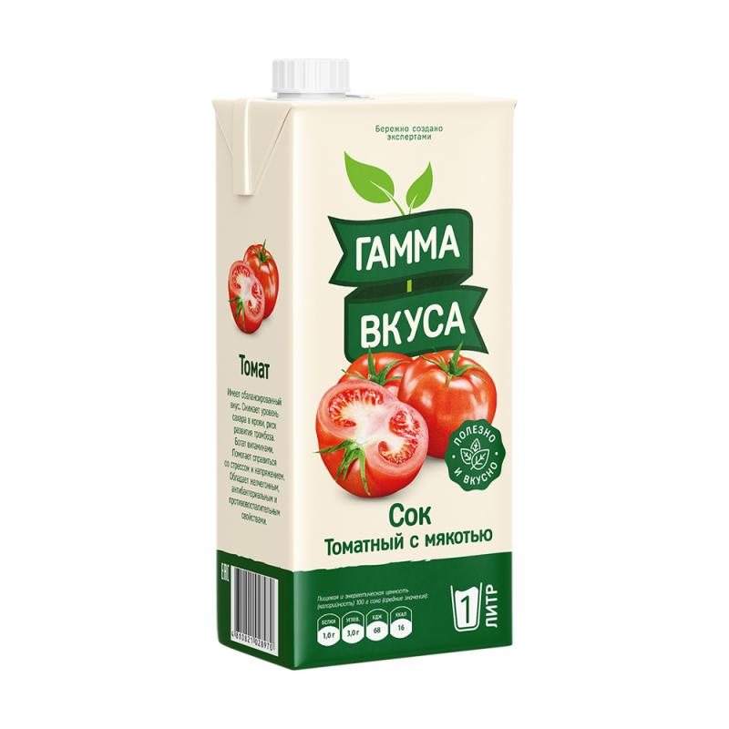 Сок томатный, Гамма Вкуса, с мякотью, 1 л