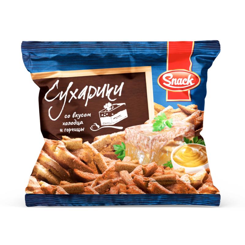 Сухарики, Snack, со вкусом холодца и горчицы, 50 г