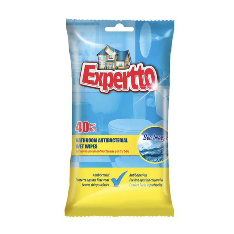 Антибактериальные влажные салфетки, Expertto, для ванной, 40 шт.