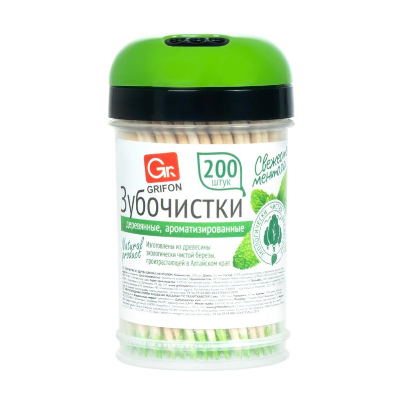 Зубочистки с ментолом, GRIFON, 200 шт., в ассортименте