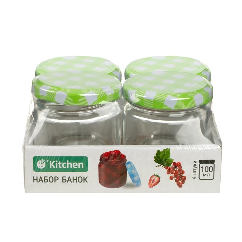 Набор банок, O'Kitchen, 100 мл, 4 шт., в ассортименте