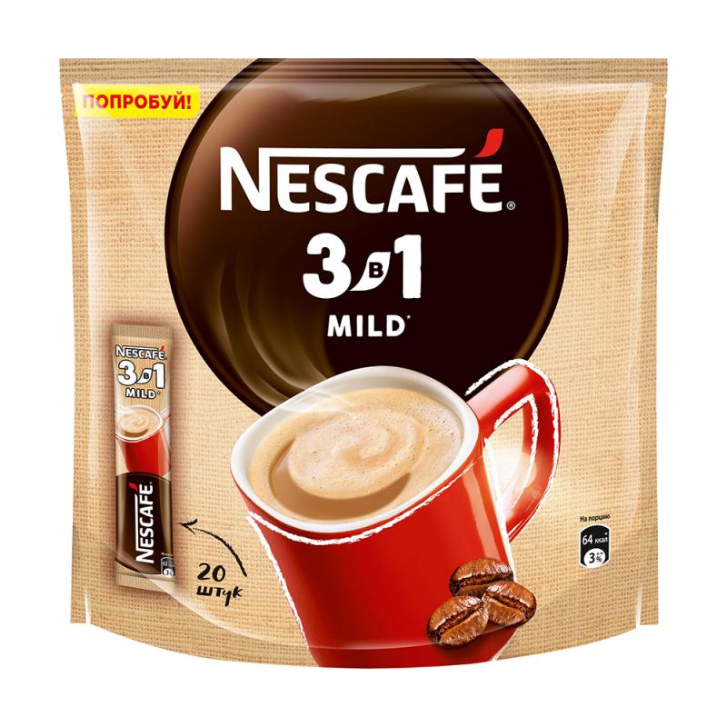 Напиток кофейный растворимый 3 в 1, Nescafe, 14,5 г, 20 шт.