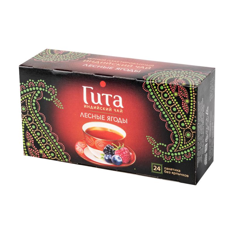 Чёрный чай Pincess Gita, со вкусом лесных ягод, 24x1,5 г