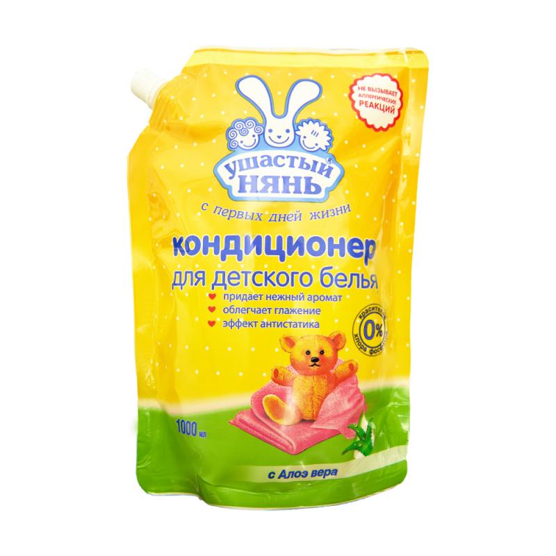 Кондиционер для детского белья, Ушастый нянь, с Алоэ вера, 1 л