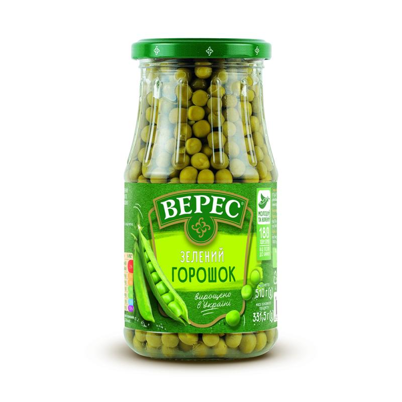 Консервированный зелёный горошек, Верес, 510 г