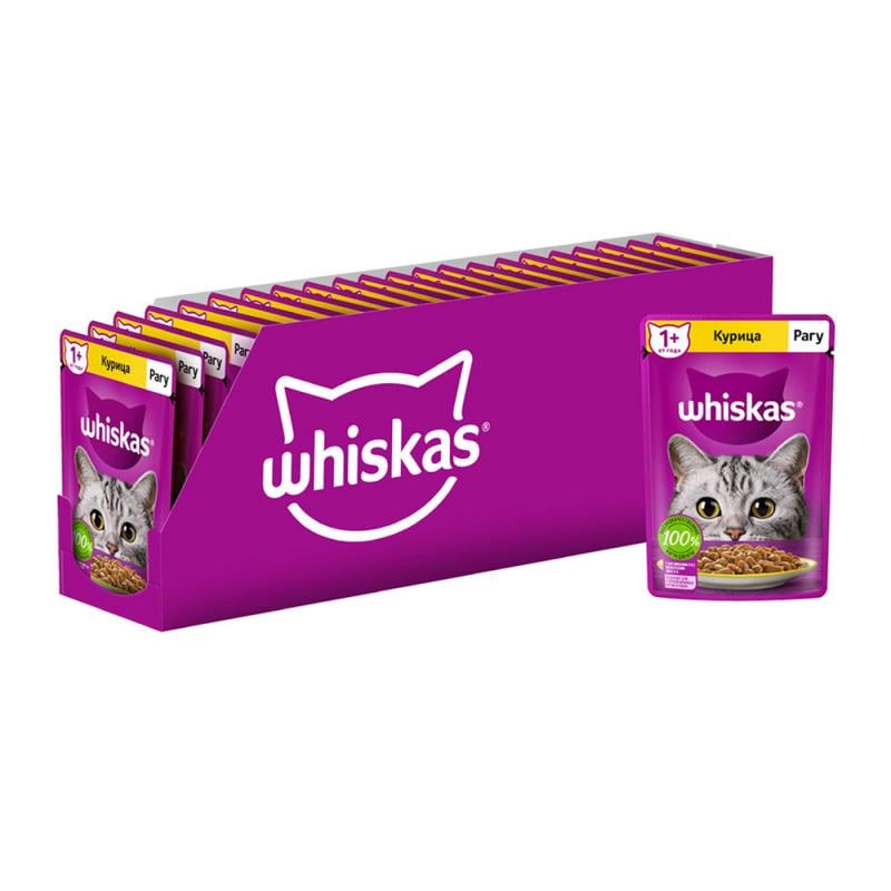 Влажный корм для кошек, Whiskas, рагу с курицей, 75 г