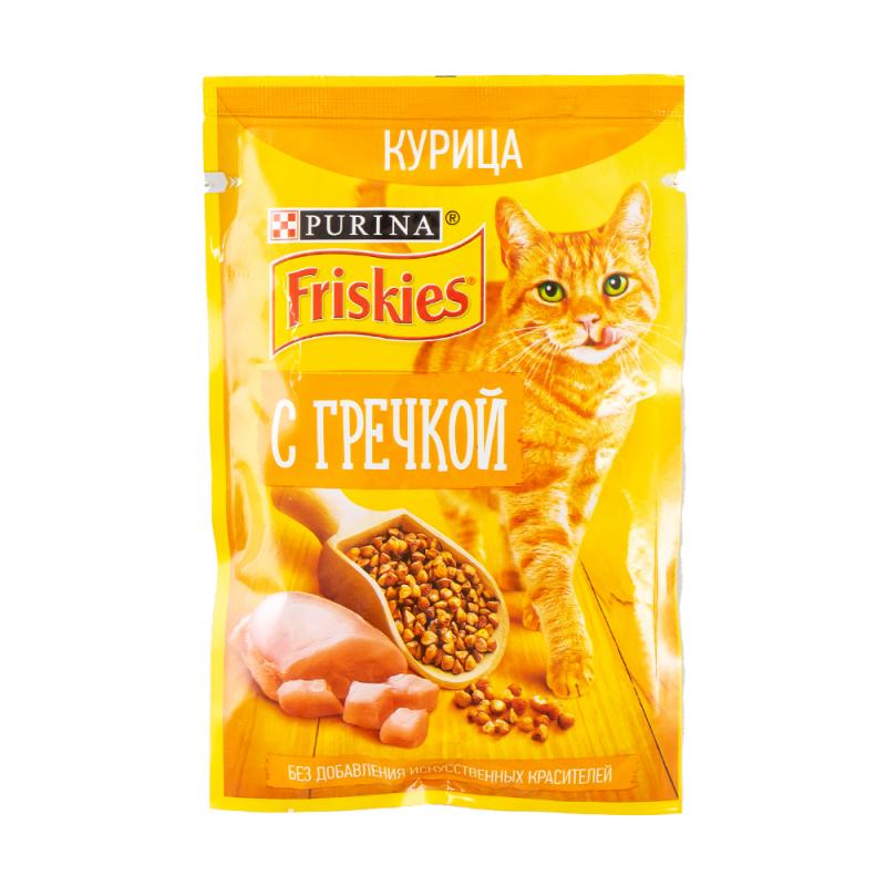 Влажный корм для кошек "Friskies", Purina, курица/гречка, 75 г