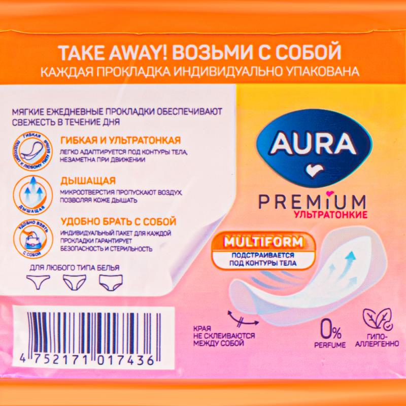 Ежедневные прокладки "PREMIUM", AURA, 40 шт.