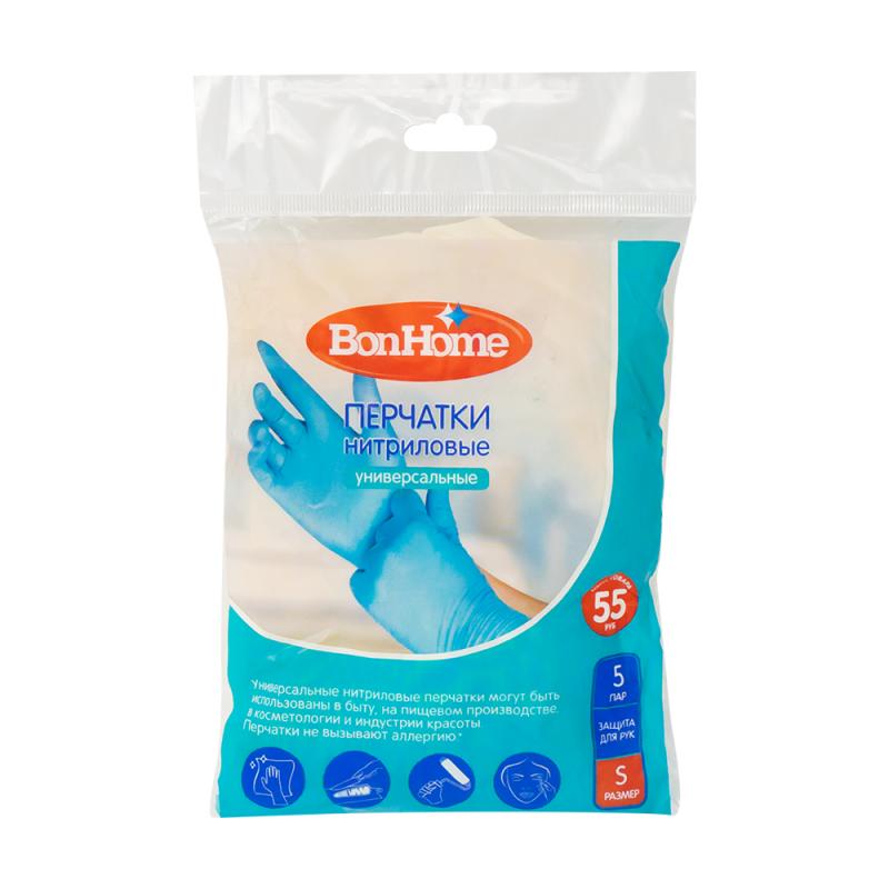 Перчатки нитриловые, BonHome, 5 пар, в ассортименте
