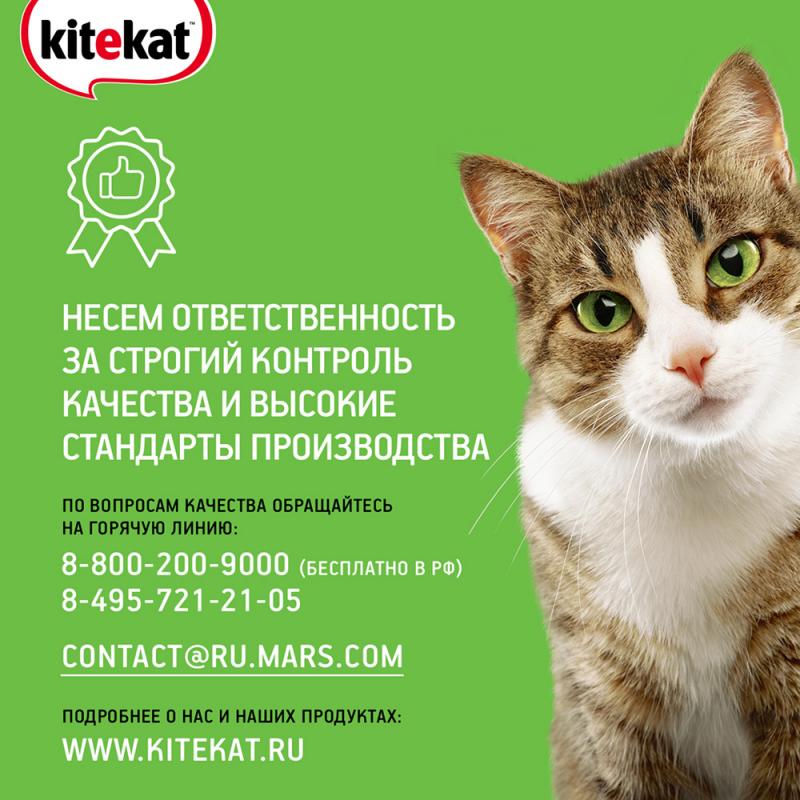 Влажный корм для кошек, Kitekat, с курицей в соусе, 85 г