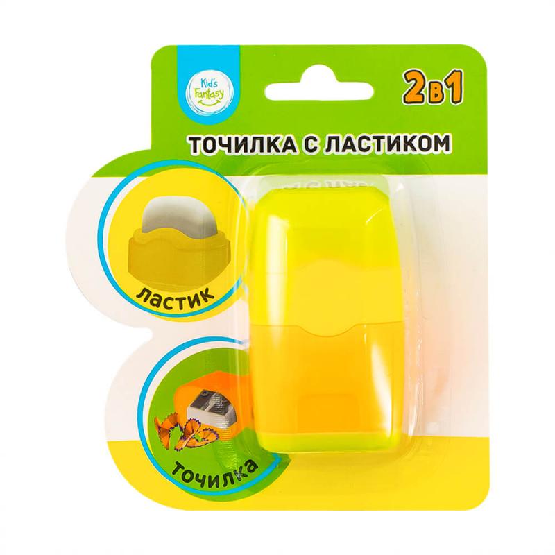 Точилка с ластиком, 2 в 1, Kid`s Fantasy, в ассортименте