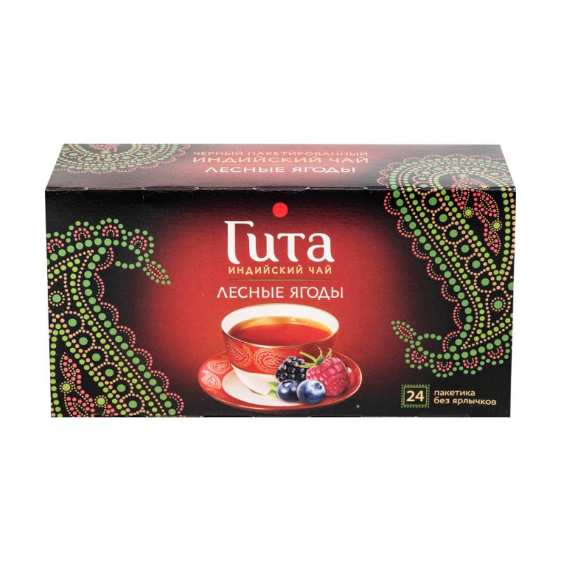 Чёрный чай Pincess Gita, со вкусом лесных ягод, 24x1,5 г