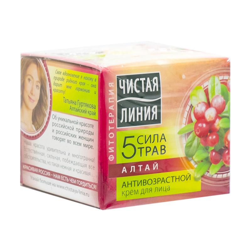 Крем антивозрастной для лица "Сила 5 трав", Чистая Линия, 45 мл