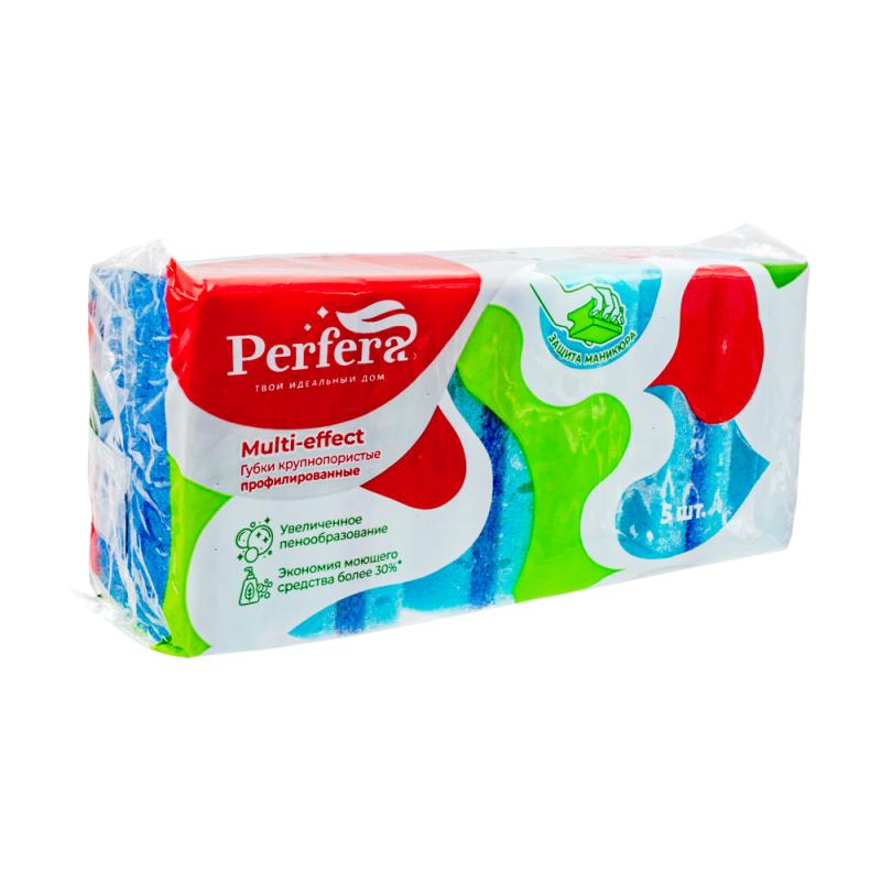 Губка для посуды, Perfera, крупнопористая, 5 шт., в ассортименте