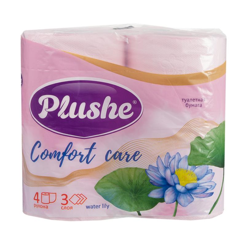 Туалетная бумага "Plushe Comfort care", 3 слоя, 4 рулона