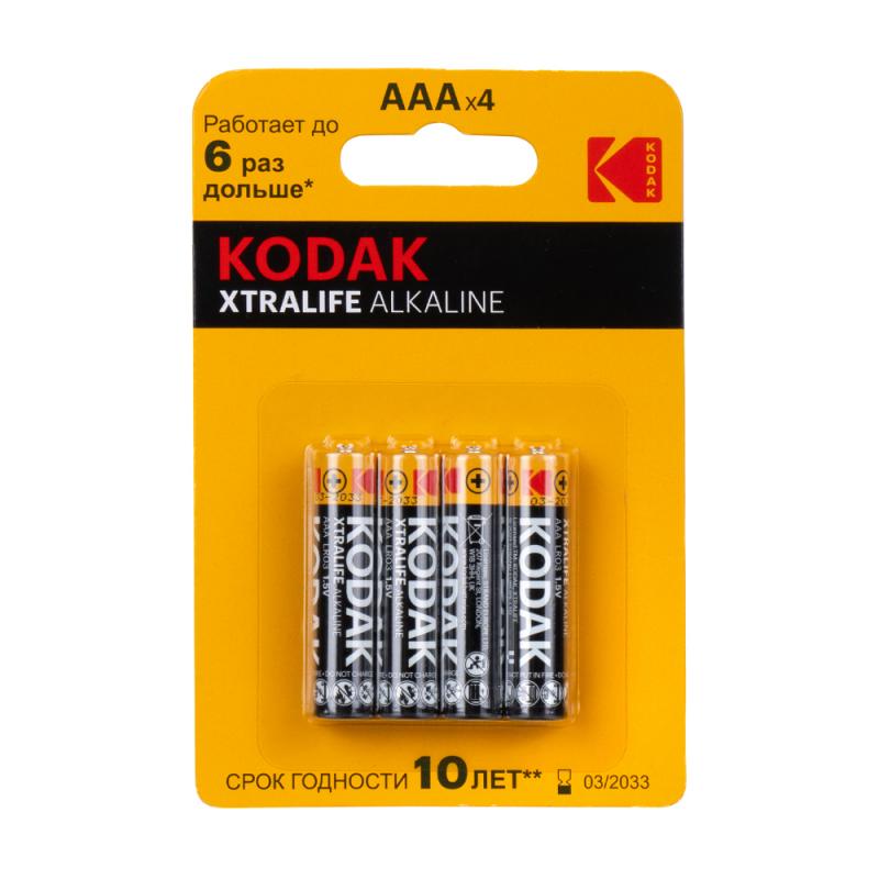 Батарейки ААА "XTRALIFE Alkaline", Kodak, 4 шт.