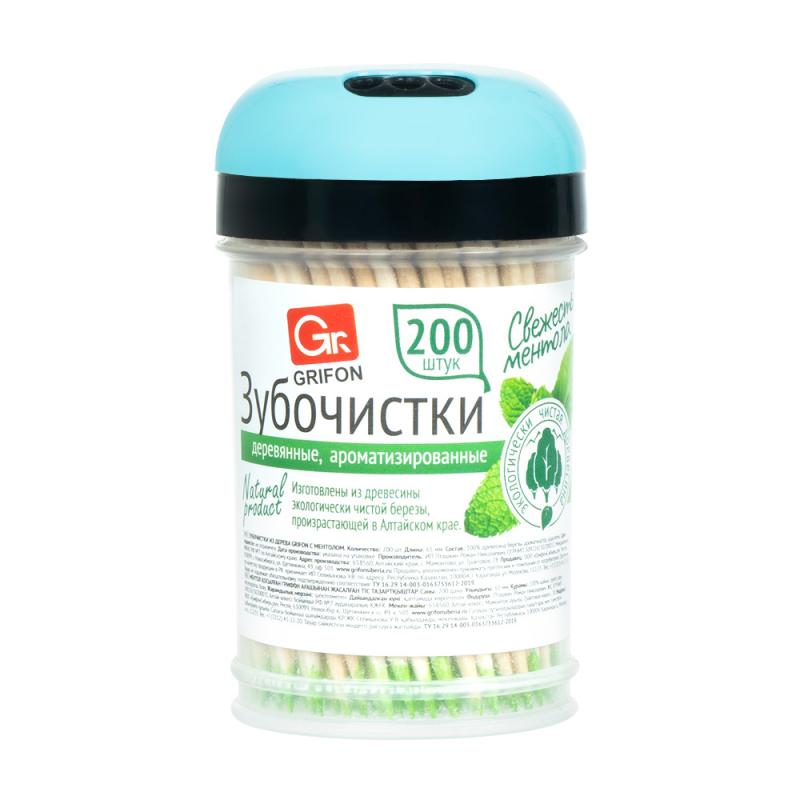 Зубочистки с ментолом, GRIFON, 200 шт., в ассортименте
