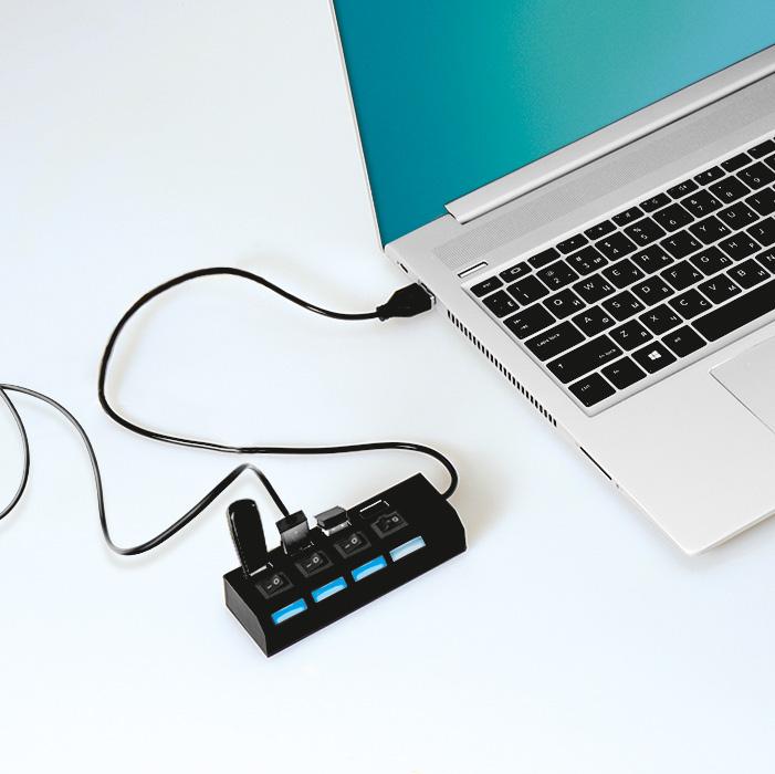 Разветвитель USB, FLARX, 4 разъёма, в ассортименте