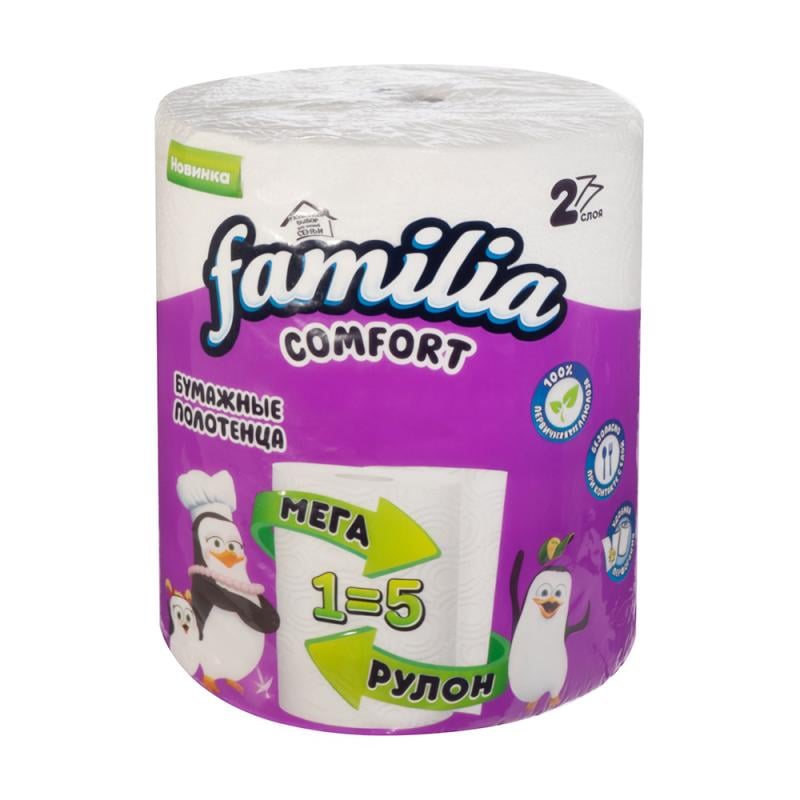 Бумажные полотенца "Comfort", Familia, 2 слоя, 1=5