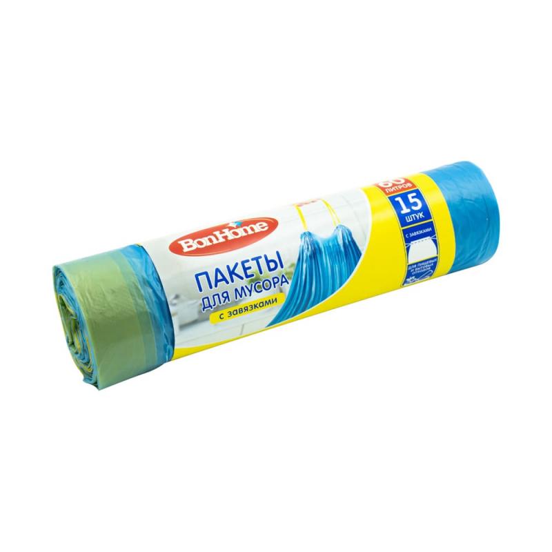 Пакеты для мусора, BonHome, 60 л, 15 шт.