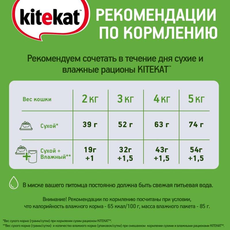 Влажный корм для кошек, Kitekat, говядина в желе, 85 г