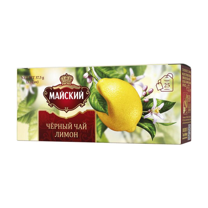 Чай чёрный "Лимон", Майский, 25 пакетиков