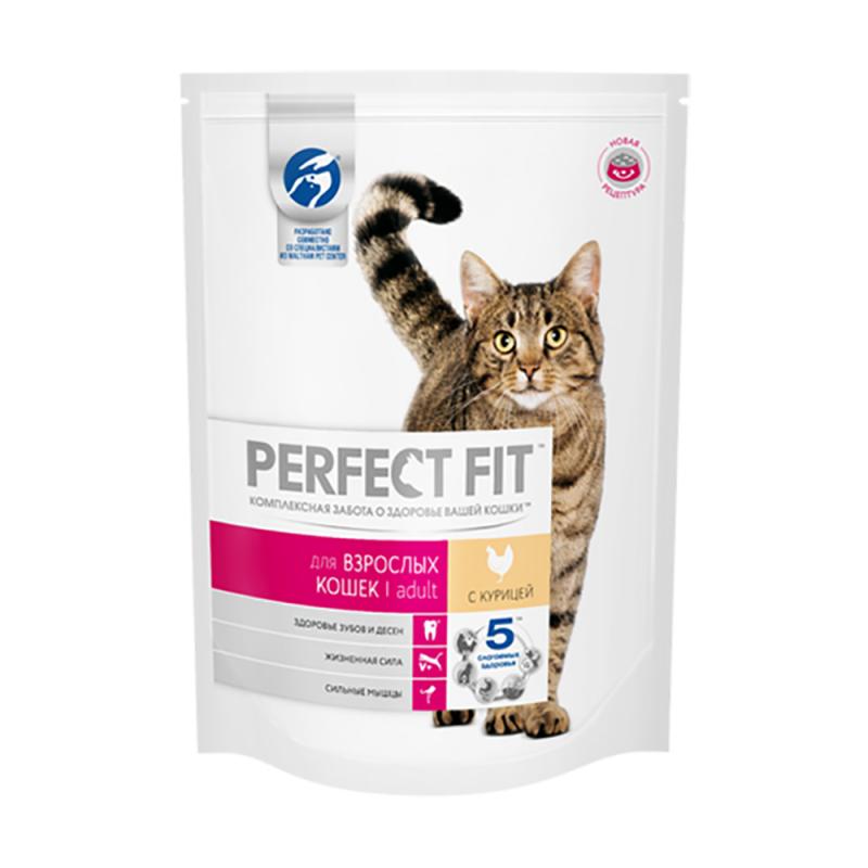 Сухой корм для взрослых кошек "Perfect Fit", 190 г