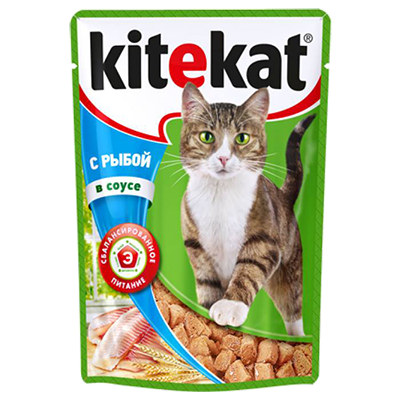 Влажный корм "Kitekat" с рыбой в соусе, 85 г