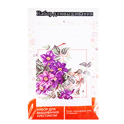 Набор для вышивания крестиком: канва, нитки мулине, игла, инструкция