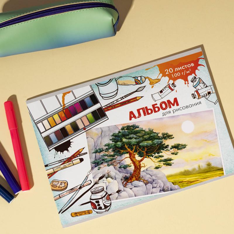 Альбом для рисования, 20 л, А4, в ассортименте