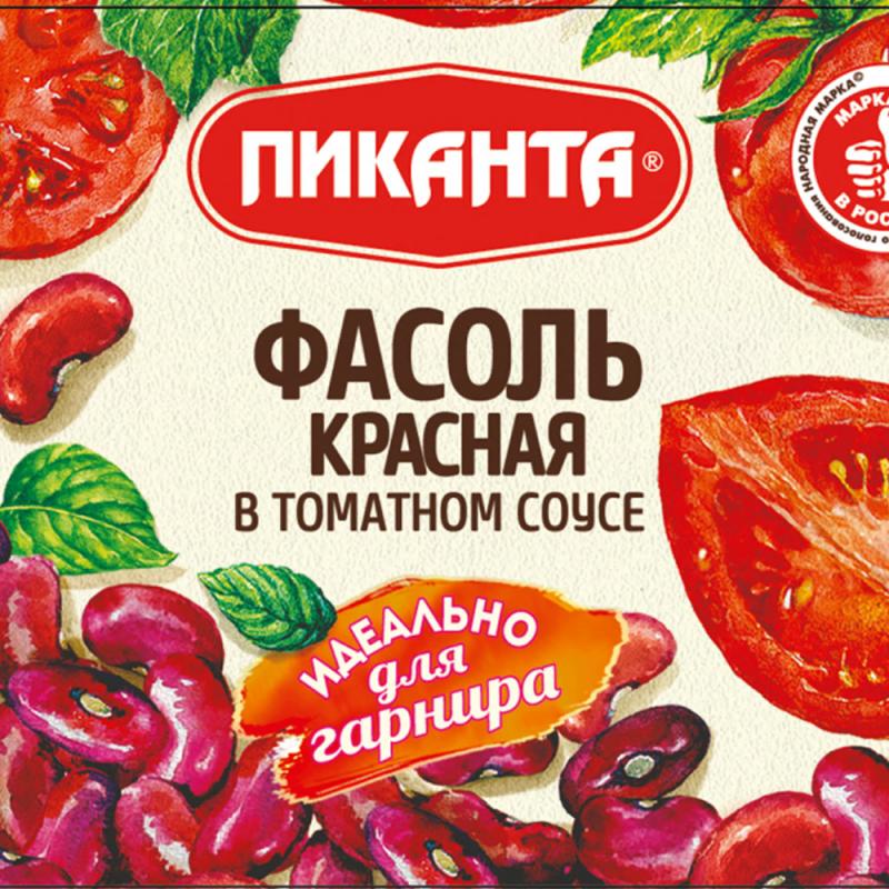 Фасоль красная в томатном соусе, Пиканта, 390 г