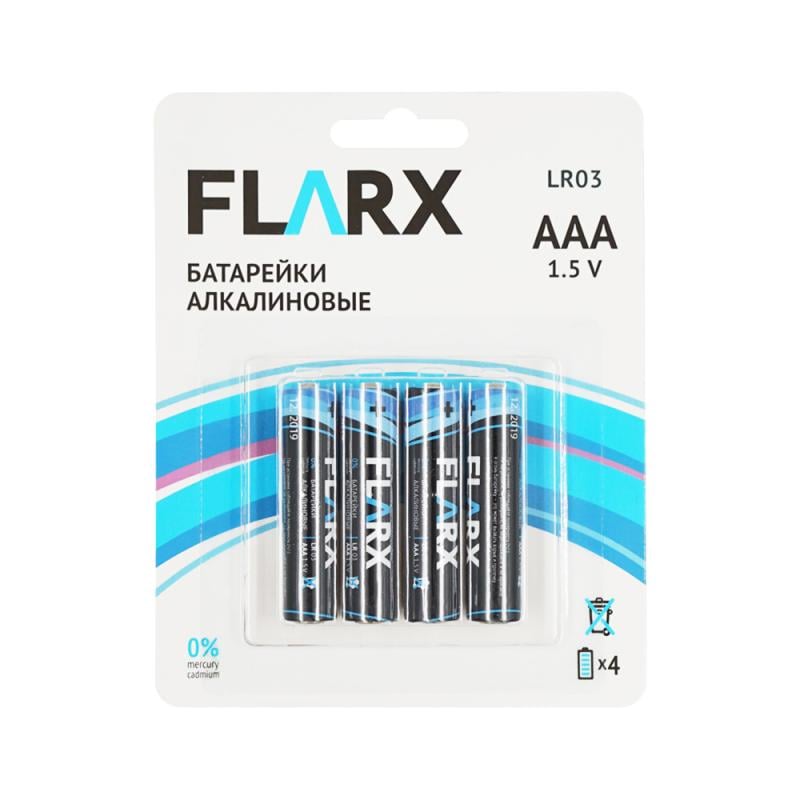 Батарейки алкалиновые, FLARX, ААА, 4 шт.