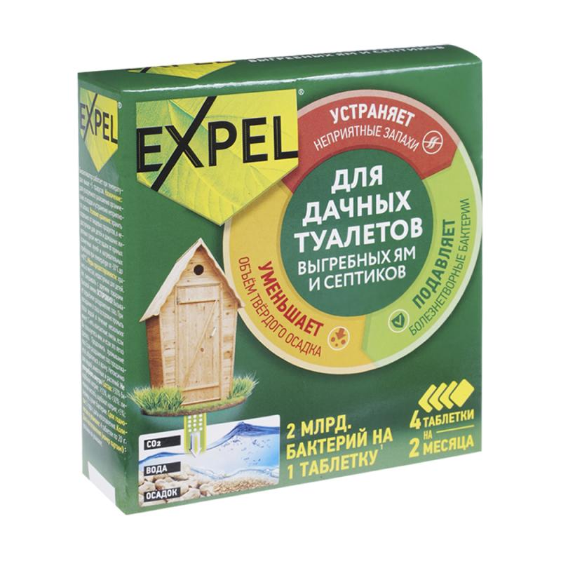 Биоактиватор для дачных туалетов и септиков, Expel, 4 таблетки, 80 г