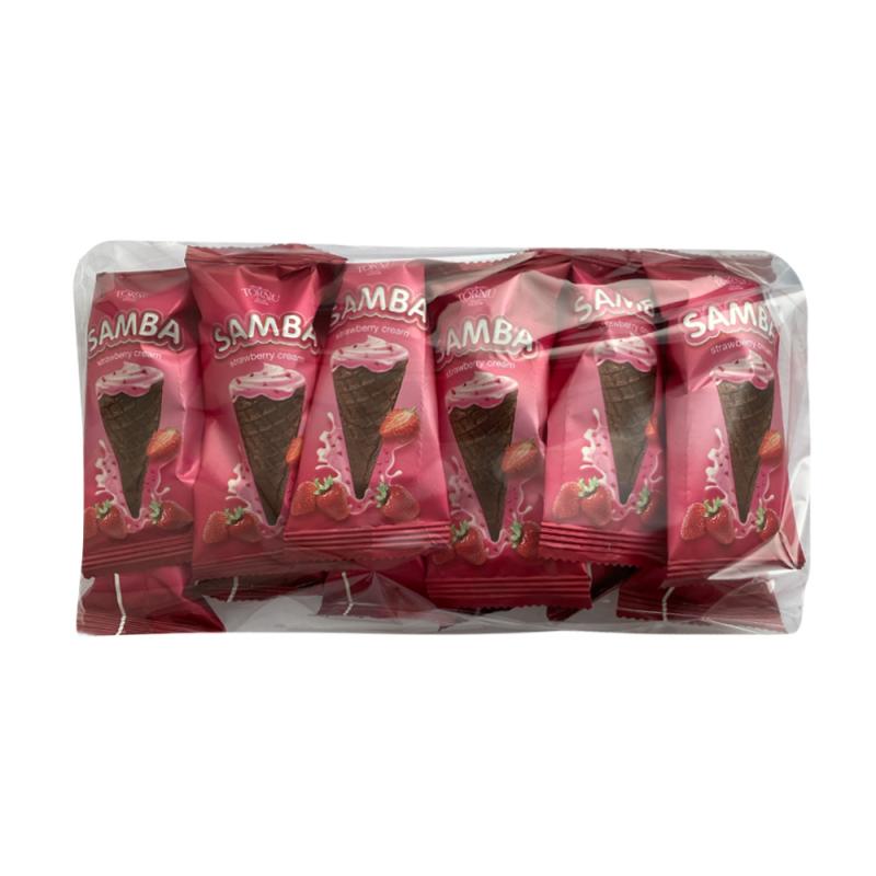 Вафельные конусы Samba с клубничной начинкой, 200 г